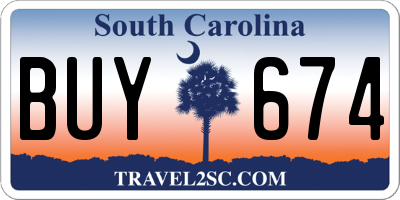 SC license plate BUY674