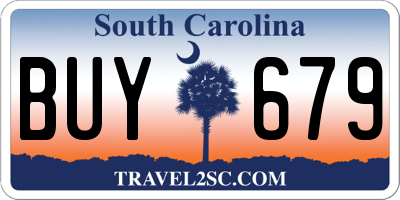 SC license plate BUY679