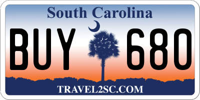SC license plate BUY680