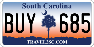 SC license plate BUY685