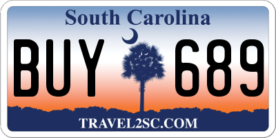 SC license plate BUY689