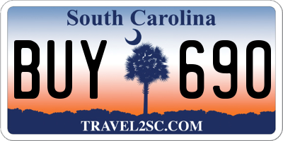 SC license plate BUY690