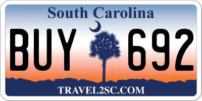 SC license plate BUY692