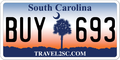 SC license plate BUY693