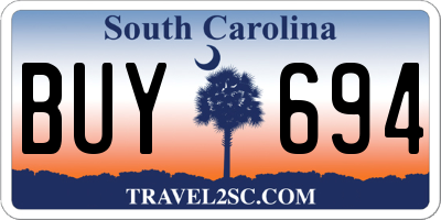 SC license plate BUY694