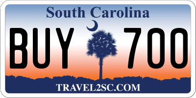 SC license plate BUY700