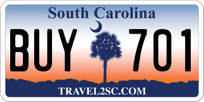 SC license plate BUY701