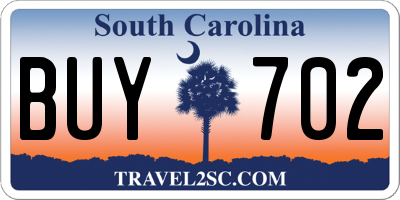 SC license plate BUY702