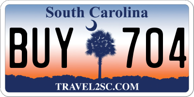 SC license plate BUY704