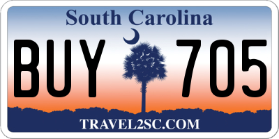 SC license plate BUY705