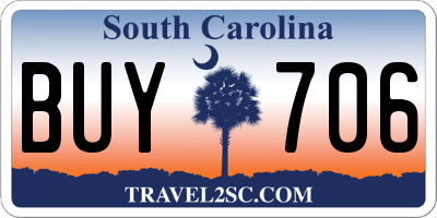 SC license plate BUY706