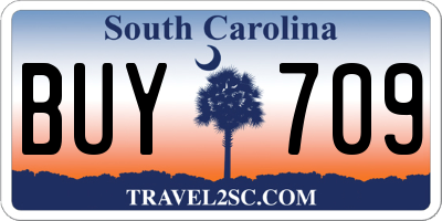 SC license plate BUY709