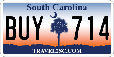 SC license plate BUY714