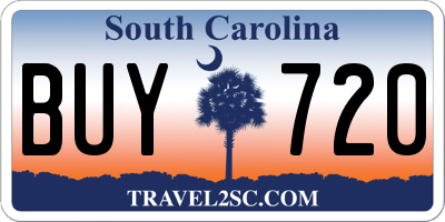 SC license plate BUY720