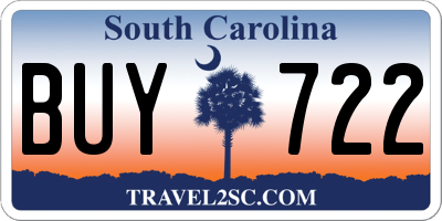 SC license plate BUY722