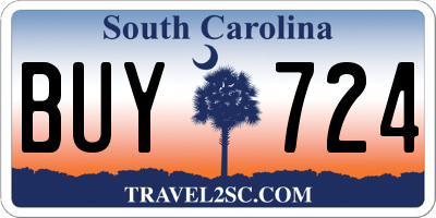 SC license plate BUY724