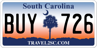 SC license plate BUY726