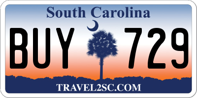 SC license plate BUY729