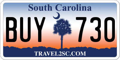 SC license plate BUY730