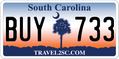 SC license plate BUY733