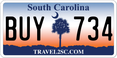 SC license plate BUY734