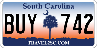 SC license plate BUY742