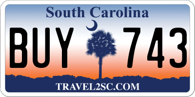 SC license plate BUY743