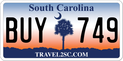 SC license plate BUY749