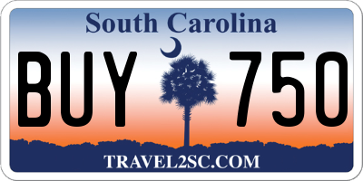 SC license plate BUY750