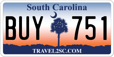 SC license plate BUY751