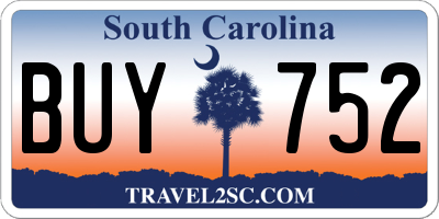SC license plate BUY752