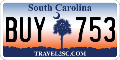 SC license plate BUY753
