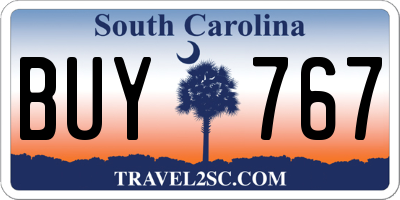 SC license plate BUY767
