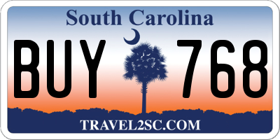 SC license plate BUY768