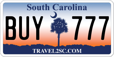 SC license plate BUY777