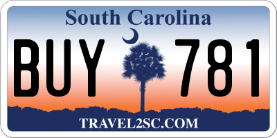 SC license plate BUY781