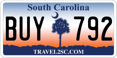 SC license plate BUY792