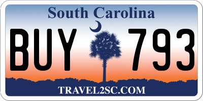SC license plate BUY793