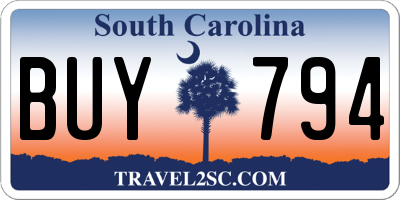 SC license plate BUY794