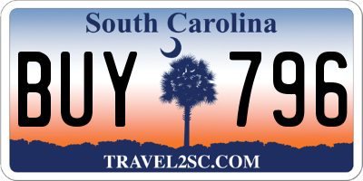 SC license plate BUY796