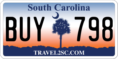 SC license plate BUY798