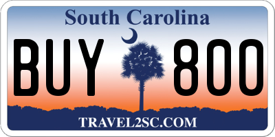 SC license plate BUY800