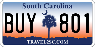 SC license plate BUY801