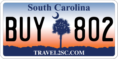 SC license plate BUY802