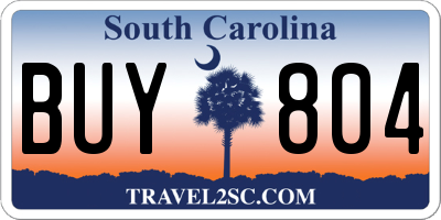 SC license plate BUY804