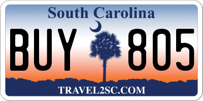 SC license plate BUY805