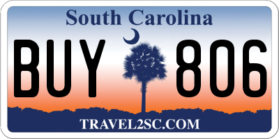 SC license plate BUY806