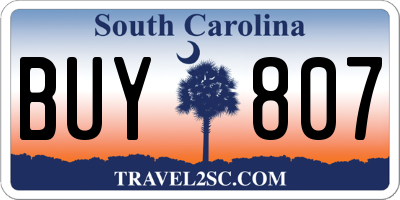 SC license plate BUY807