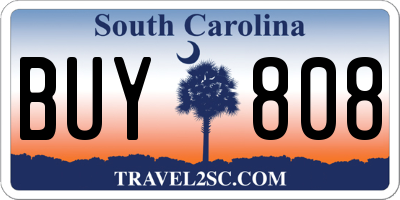 SC license plate BUY808