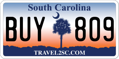 SC license plate BUY809